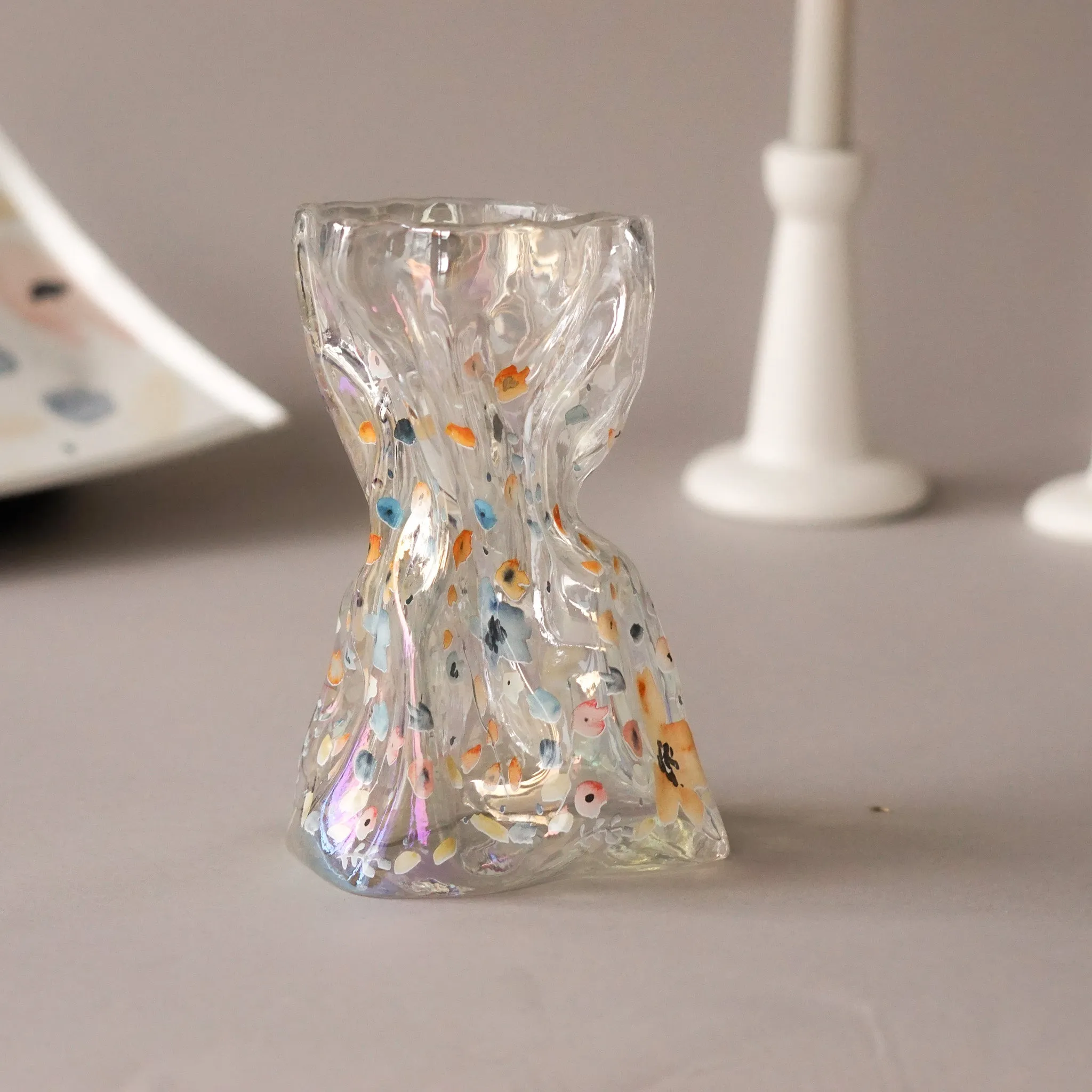 Soft Floral Iridescent Vase