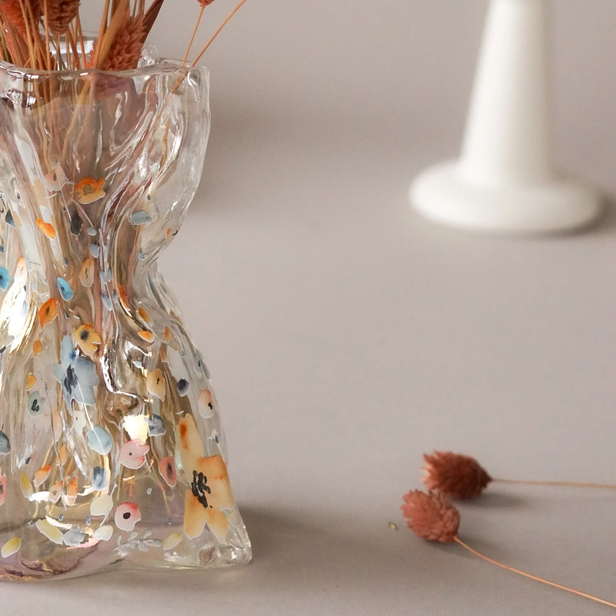 Soft Floral Iridescent Vase