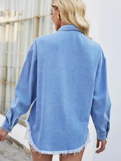 Sollie Pearl Detail Pocketed Button Up Denim Jacket