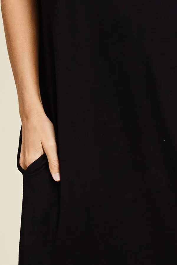 SONOMA STYLE POCKETED  MAXI DRESS-BLACK