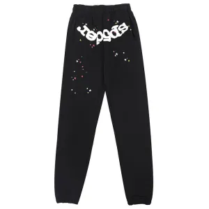Sp5der Classic Flame Logo Graffiti Pant-Black #146