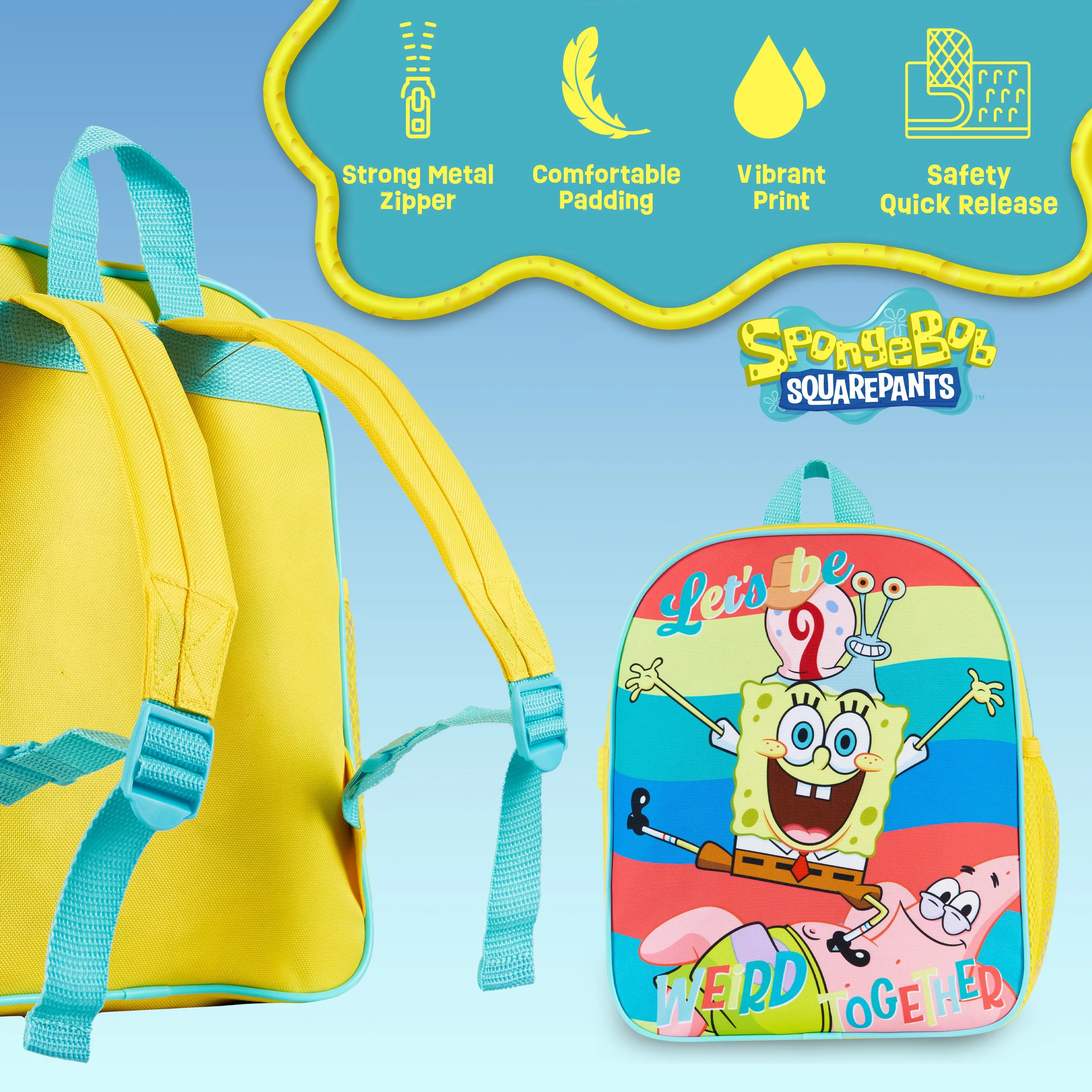 SPONGEBOB SQUAREPANTS Backpack for Kids and Toddlers, School Bag Boys