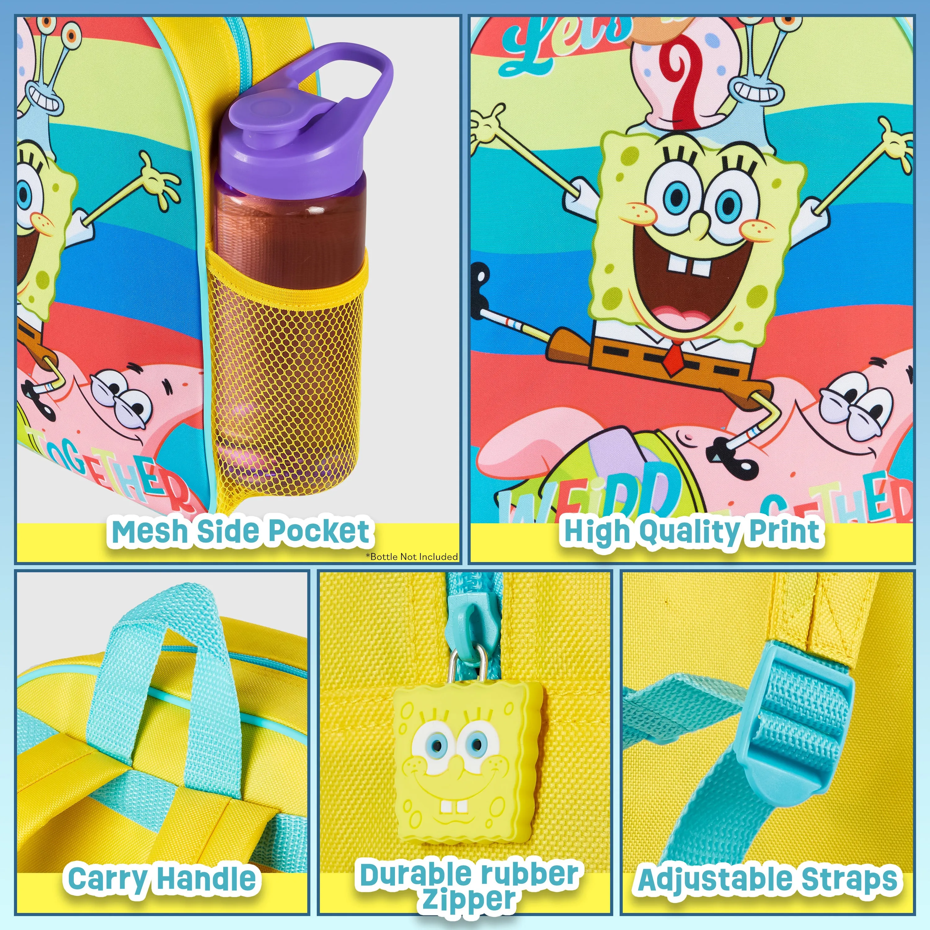 SPONGEBOB SQUAREPANTS Backpack for Kids and Toddlers, School Bag Boys
