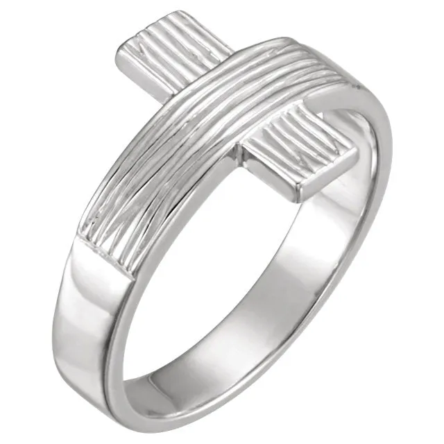 Sterling Silver CROSS RUGGED CHASTITY RING W/BOX, Size 10