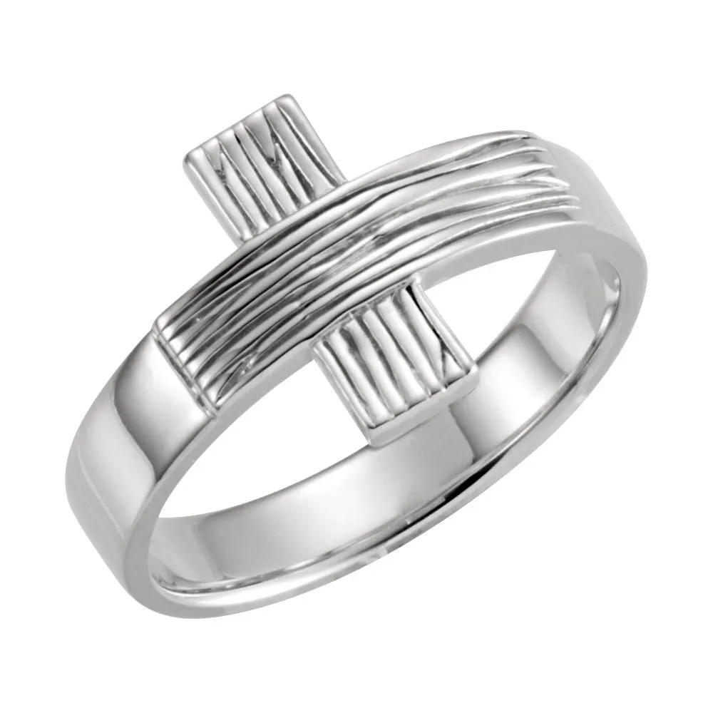 Sterling Silver CROSS RUGGED CHASTITY RING W/BOX, Size 10