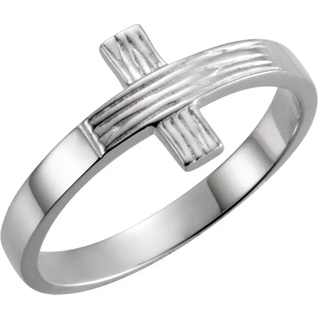Sterling Silver CROSS RUGGED CHASTITY RING W/BOX, Size 10