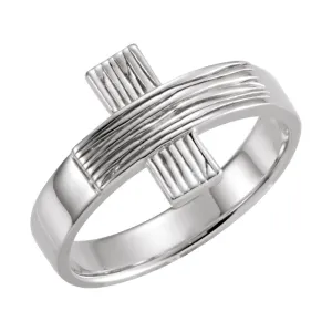 Sterling Silver CROSS RUGGED CHASTITY RING W/BOX, Size 10