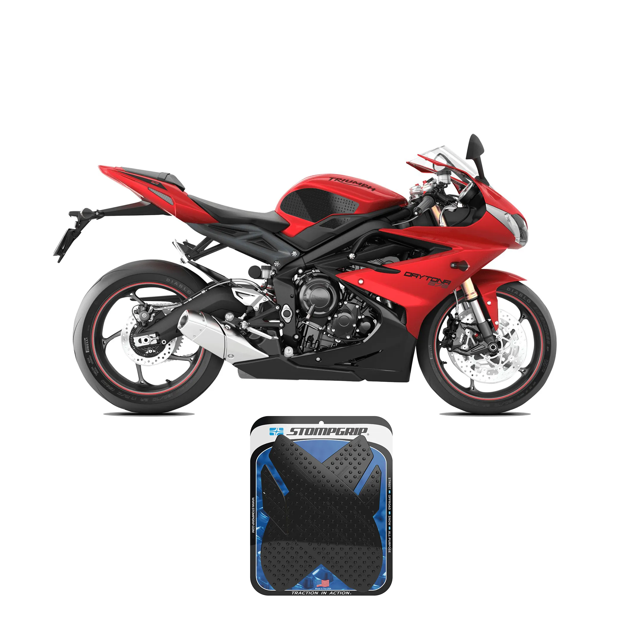 Stompgrip - Triumph Daytona 675 / Street Triple R/RS/S 13-25 Tank Grips (0078)