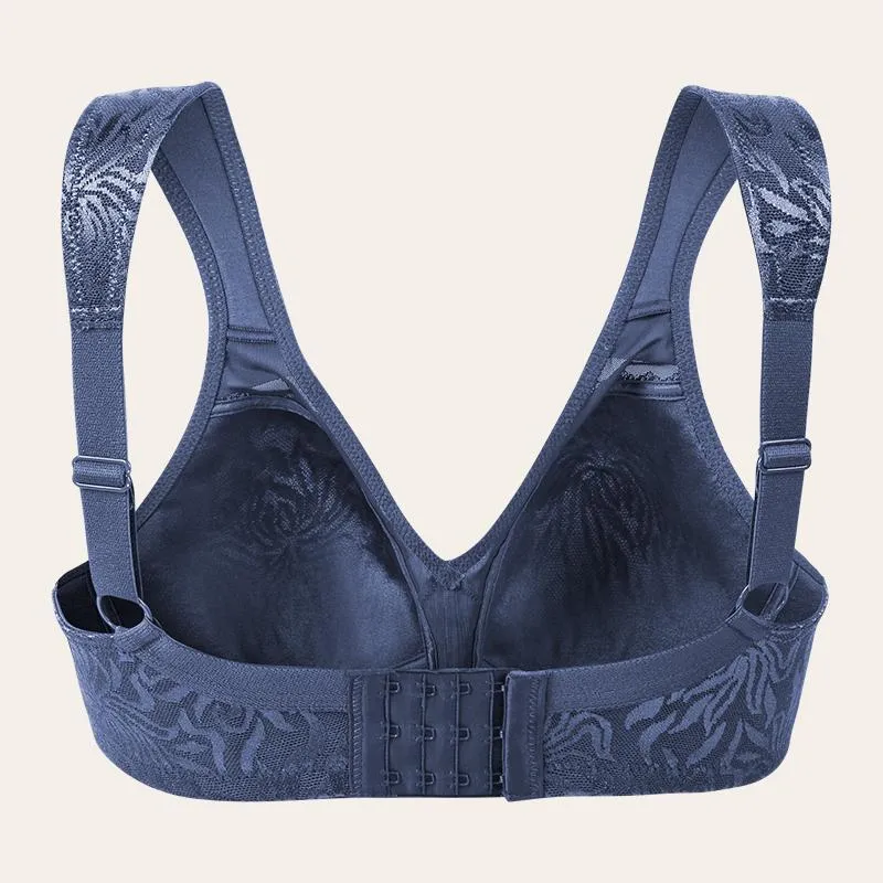 Storm Blue/Wine Red Full Coverage Minimizer Bra Non Padded Wirefree Comfort Strap Bra