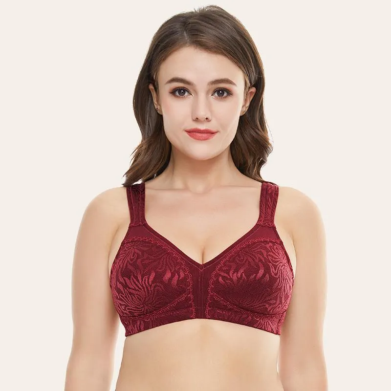 Storm Blue/Wine Red Full Coverage Minimizer Bra Non Padded Wirefree Comfort Strap Bra
