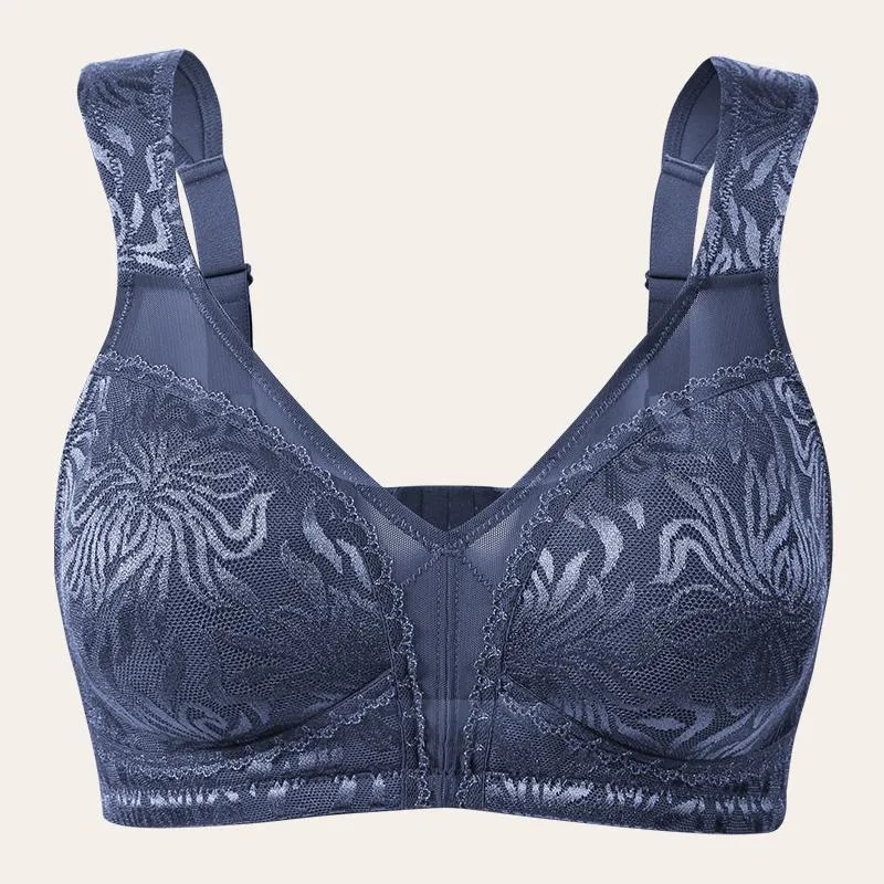 Storm Blue/Wine Red Full Coverage Minimizer Bra Non Padded Wirefree Comfort Strap Bra