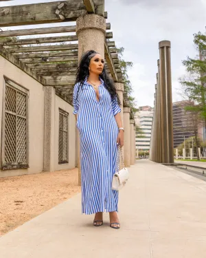 Stormy (Blue/White Shirt Dress) PRE-ORDER Ships 3/18