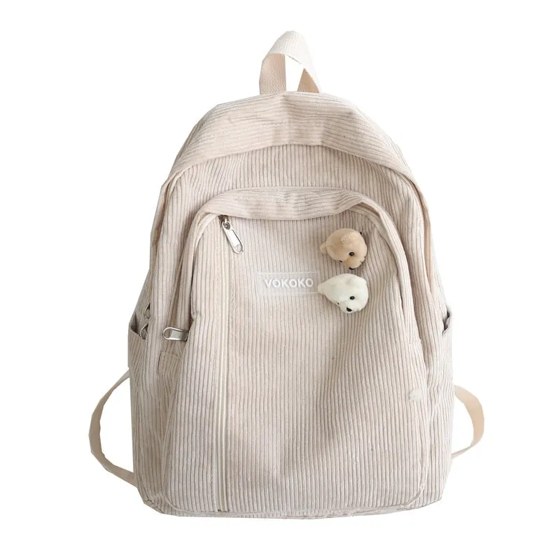 Stripe Cute Corduroy School Bag