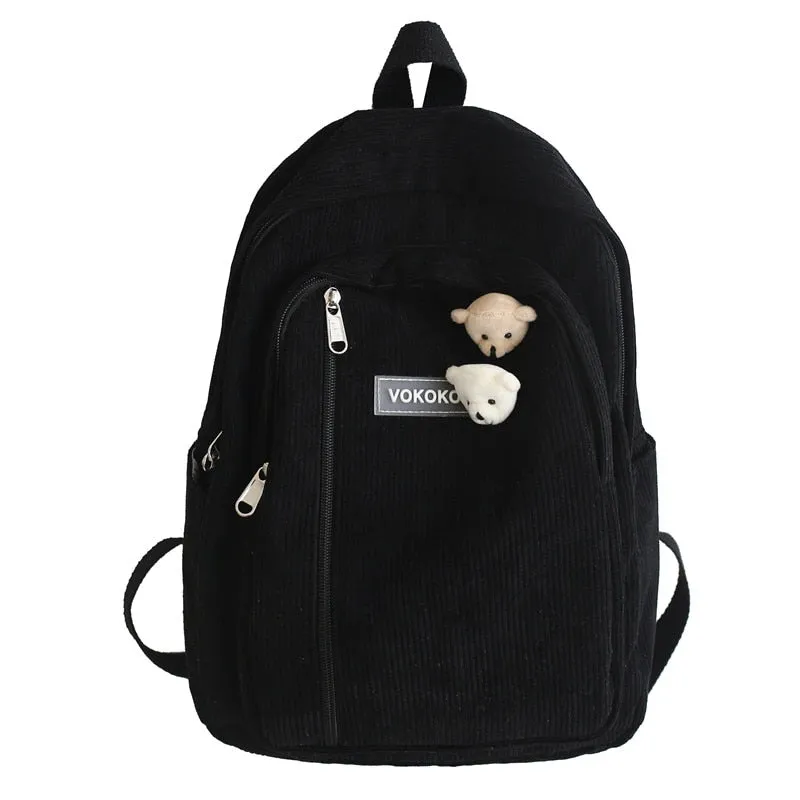 Stripe Cute Corduroy School Bag