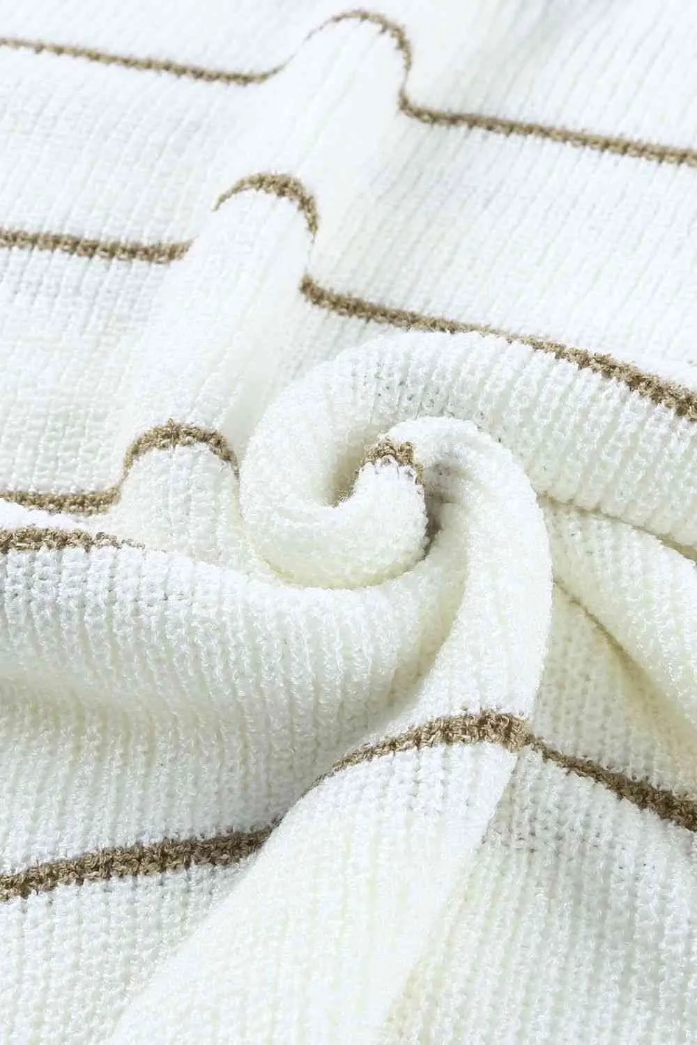Striped V-Neck Drop Shoulder Sweater with Pocket