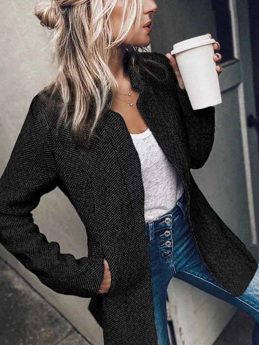 Stunncal Retro Pocketed Heather Coat