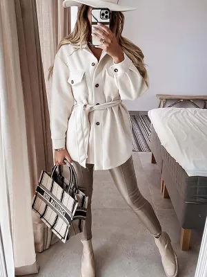 Stunncal Tie Front Pocketed Coat