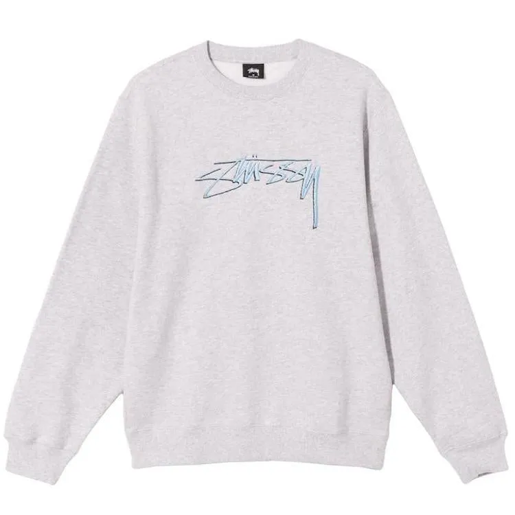 Stussy Smooth Stock Embroidered Sweatshirt Ash Heather
