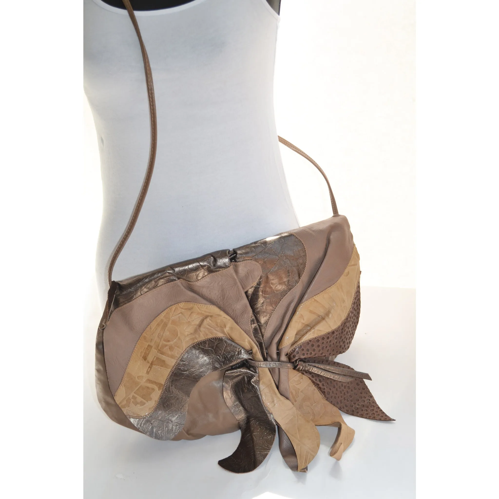 Taupe Leather Purse By Miriam -1980's