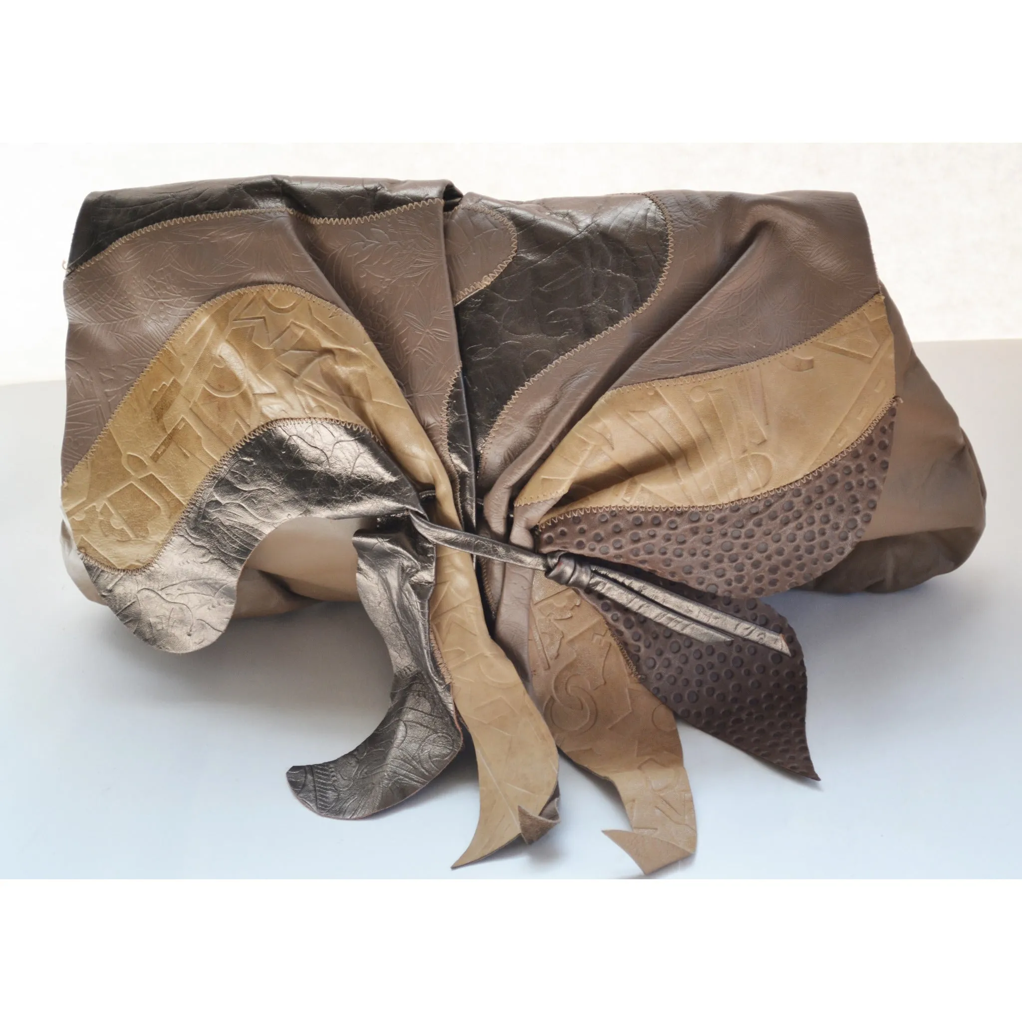 Taupe Leather Purse By Miriam -1980's