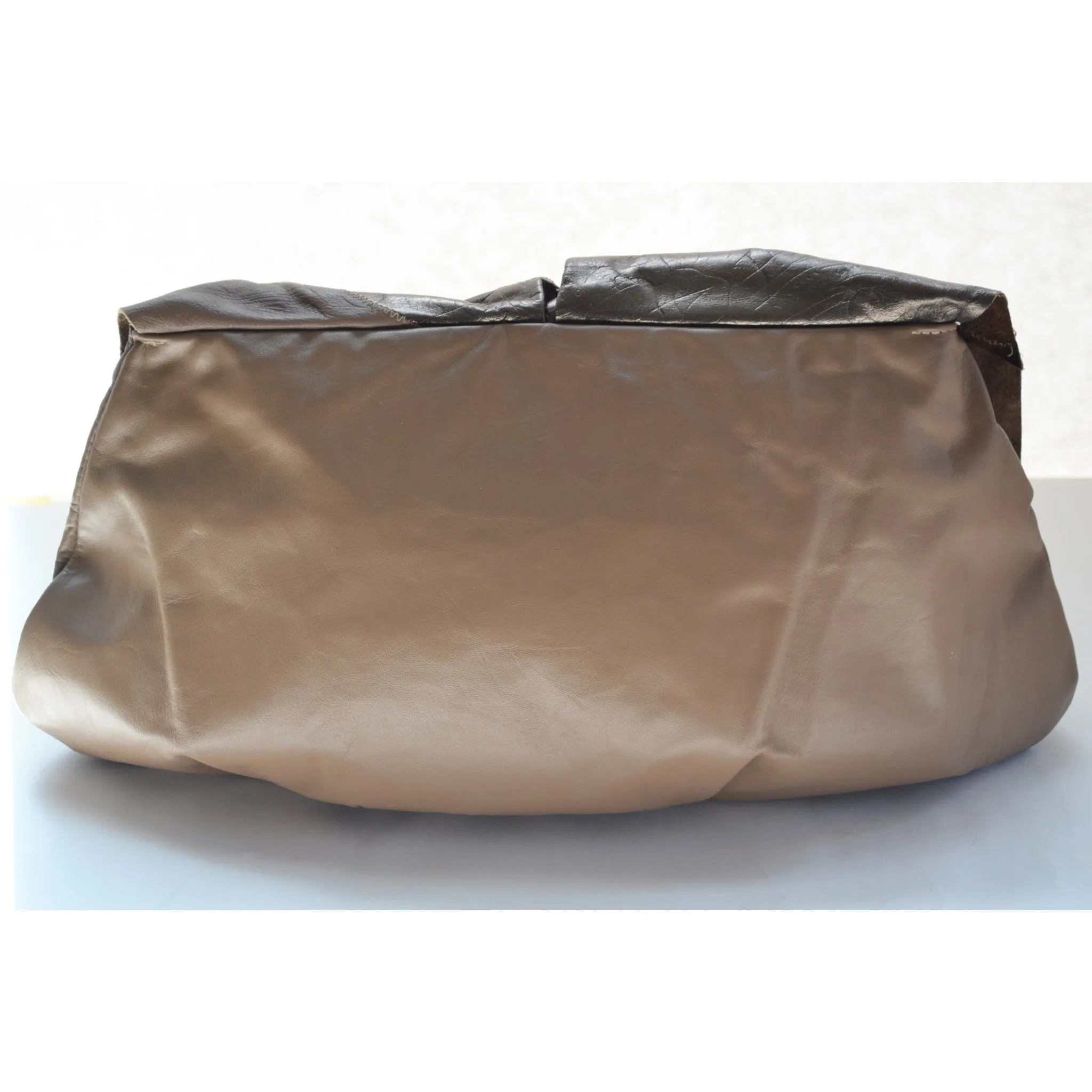 Taupe Leather Purse By Miriam -1980's