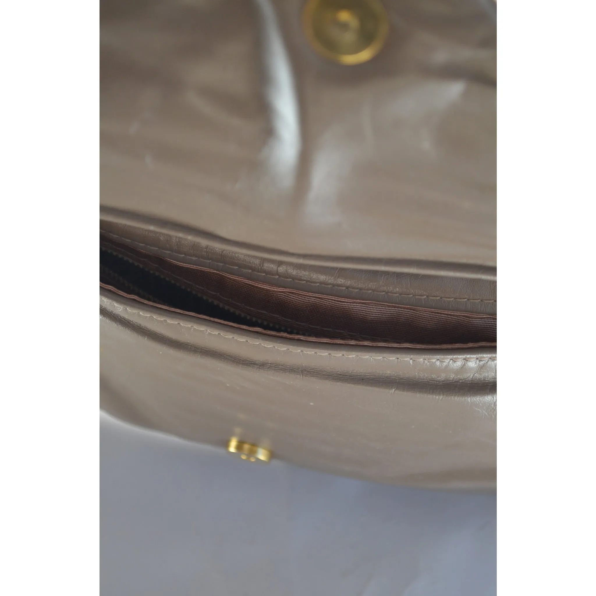 Taupe Leather Purse By Miriam -1980's