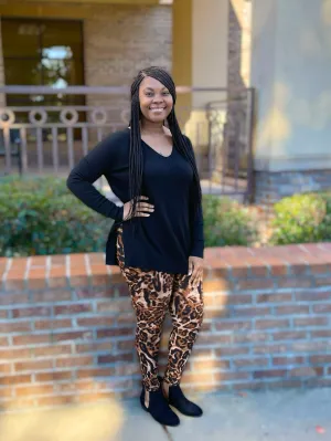 Tayler Sweater Set (Black/Leopard)