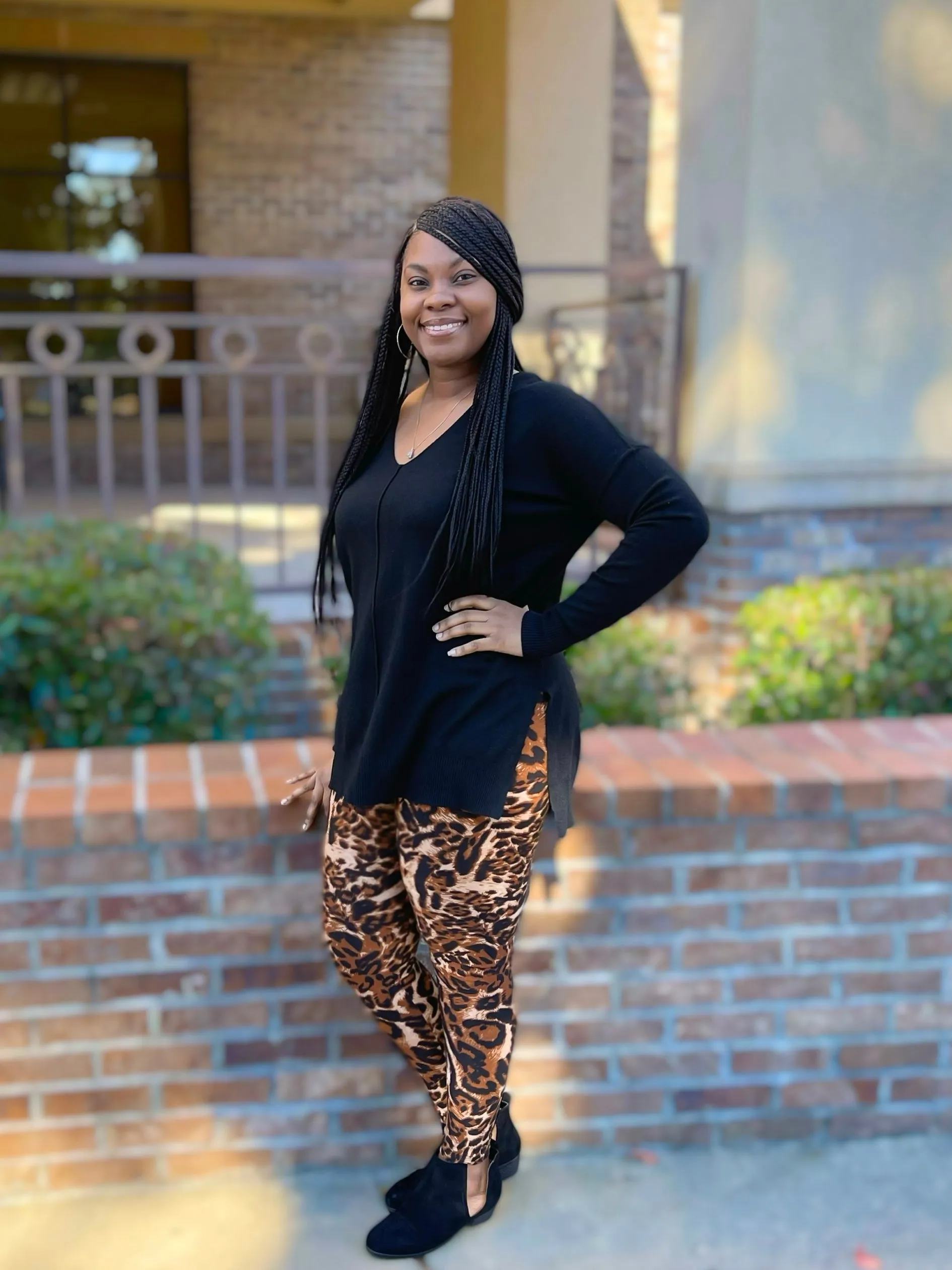 Tayler Sweater Set (Black/Leopard)