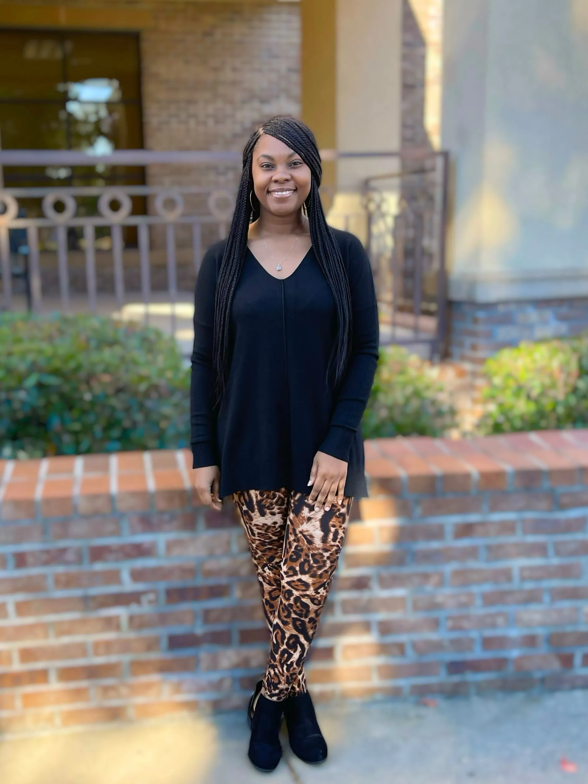 Tayler Sweater Set (Black/Leopard)
