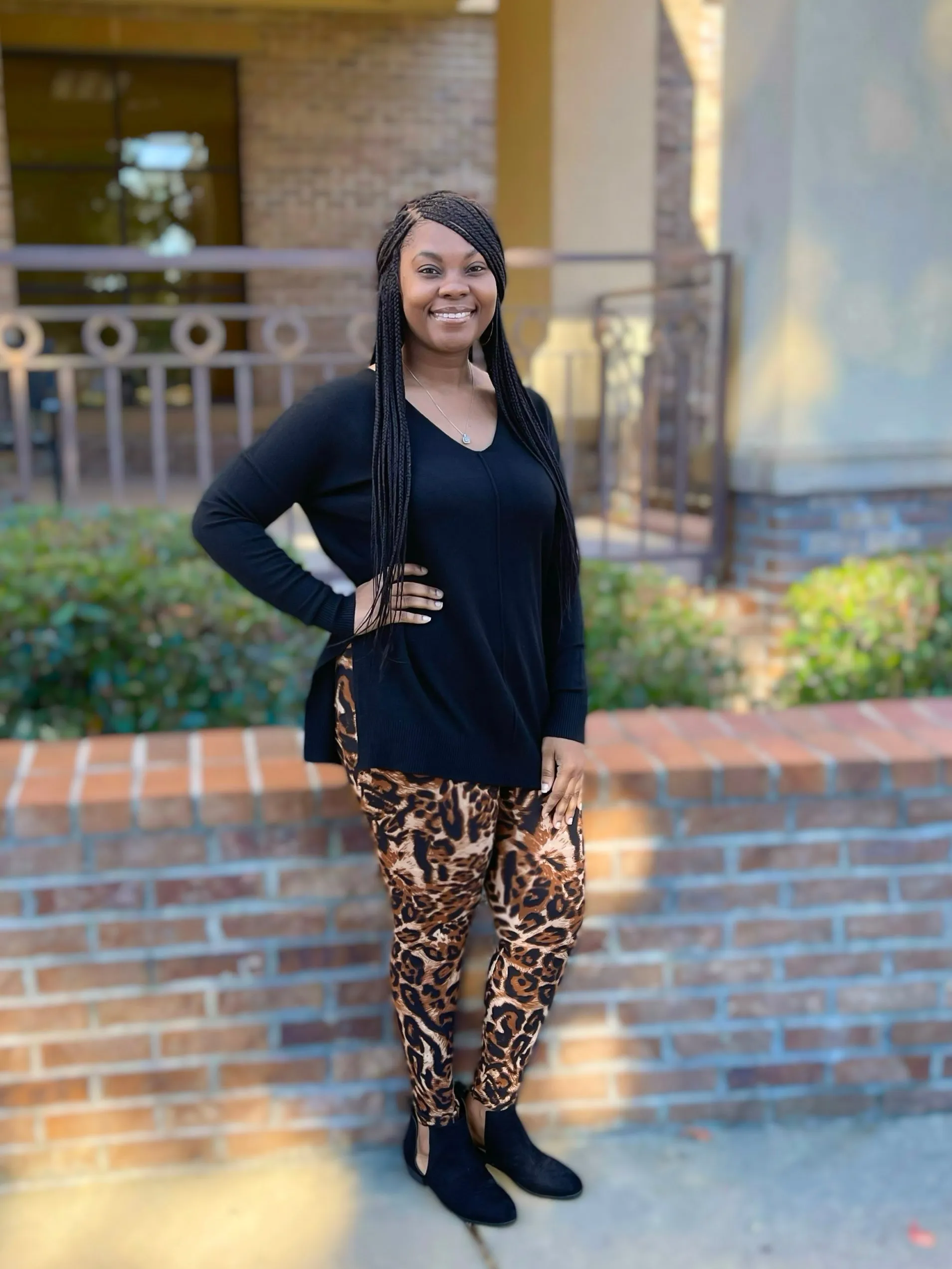Tayler Sweater Set (Black/Leopard)