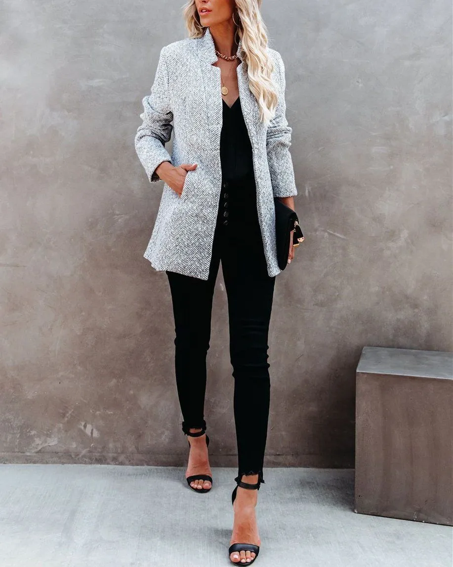 Tayshia Pocketed Coat - Heather Grey