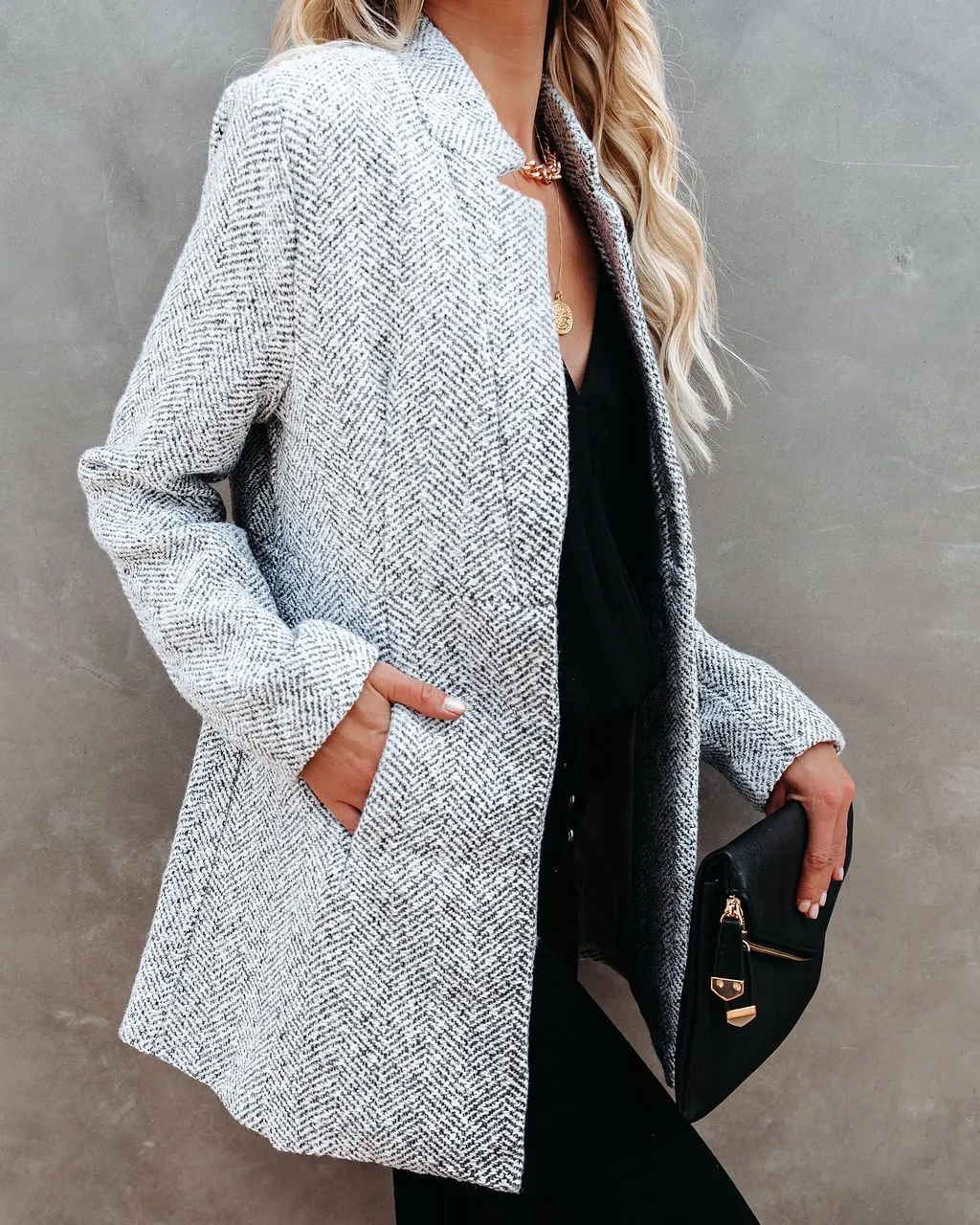 Tayshia Pocketed Coat - Heather Grey