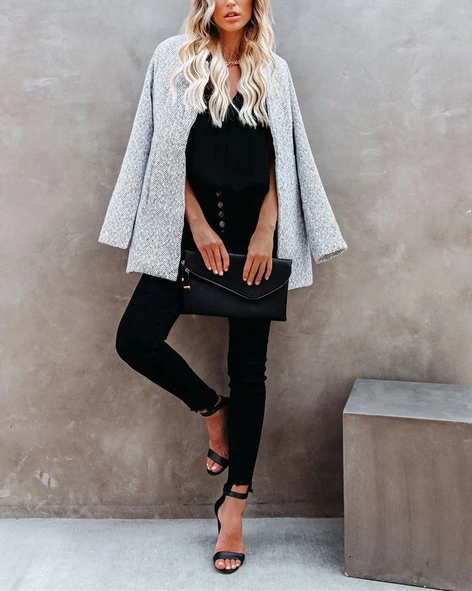 Tayshia Pocketed Coat - Heather Grey