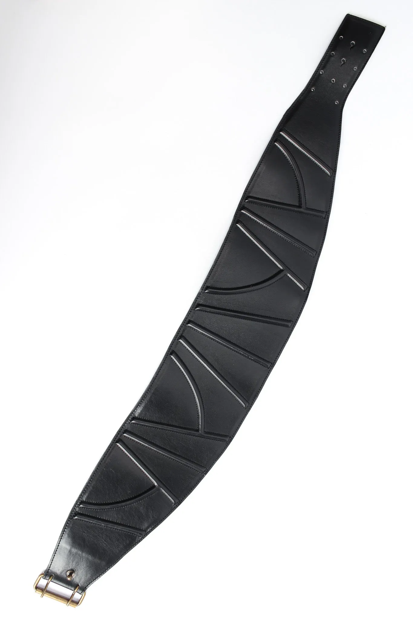 Textured Geo Leather Waist Belt