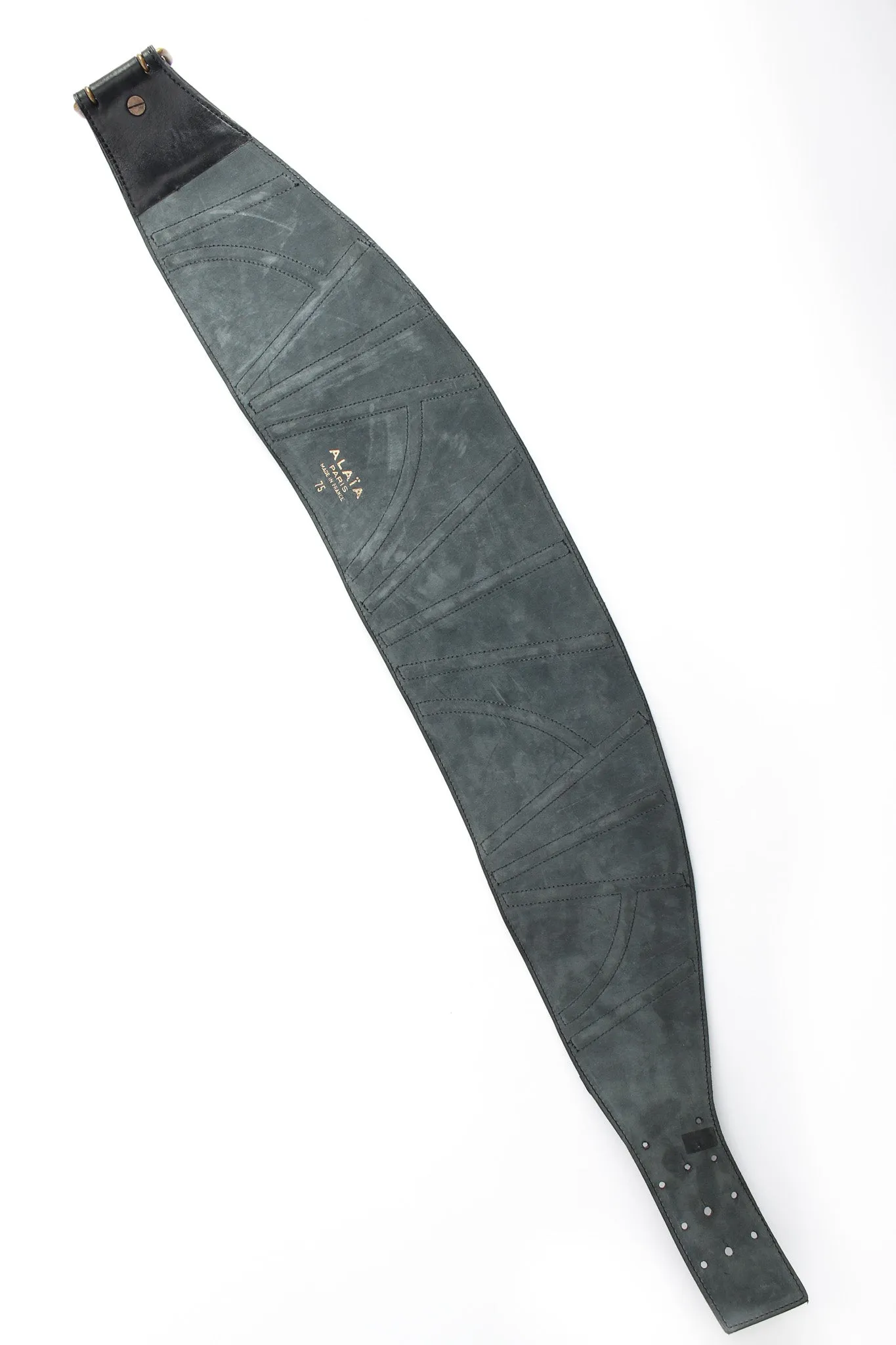 Textured Geo Leather Waist Belt