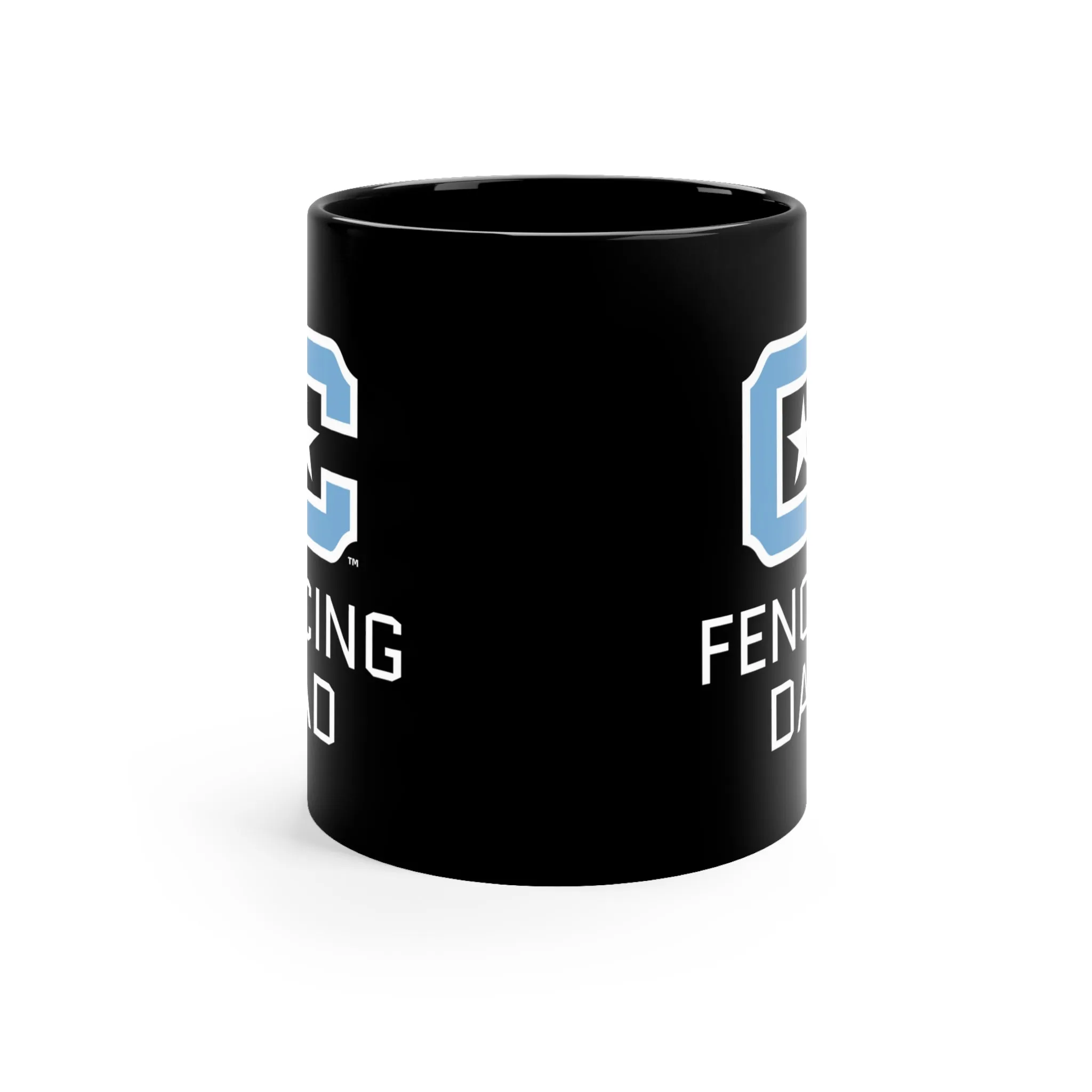 The Citadel Block C Logo, Club Sports Fencing Dad, Black Mug, 11oz