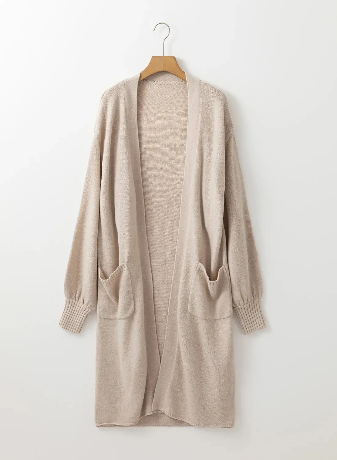 Tiana Pocketed Open Front Long Sleeve Cardigan