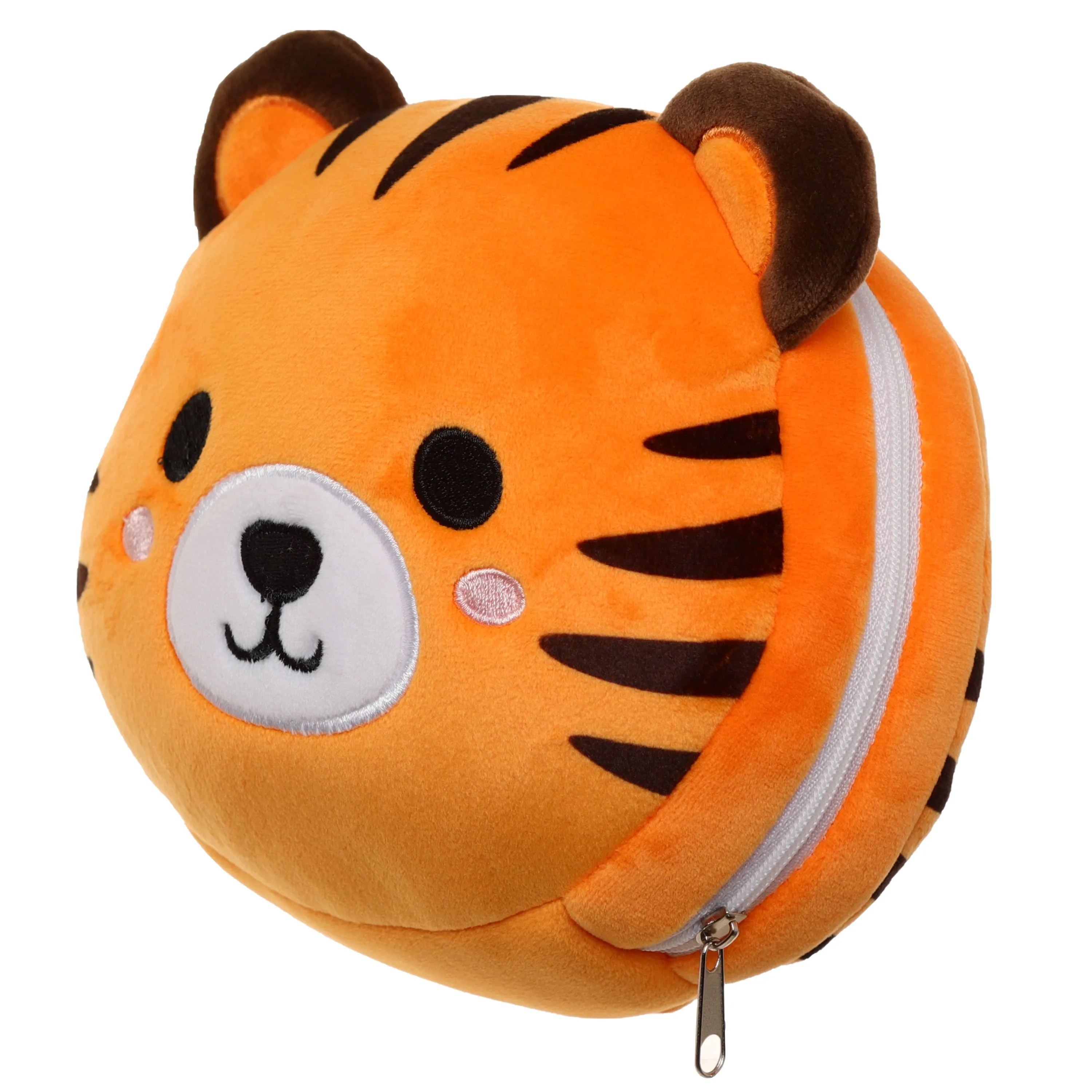 Tiger Relaxeazzz Plush Round Travel Pillow & Eye Mask Set