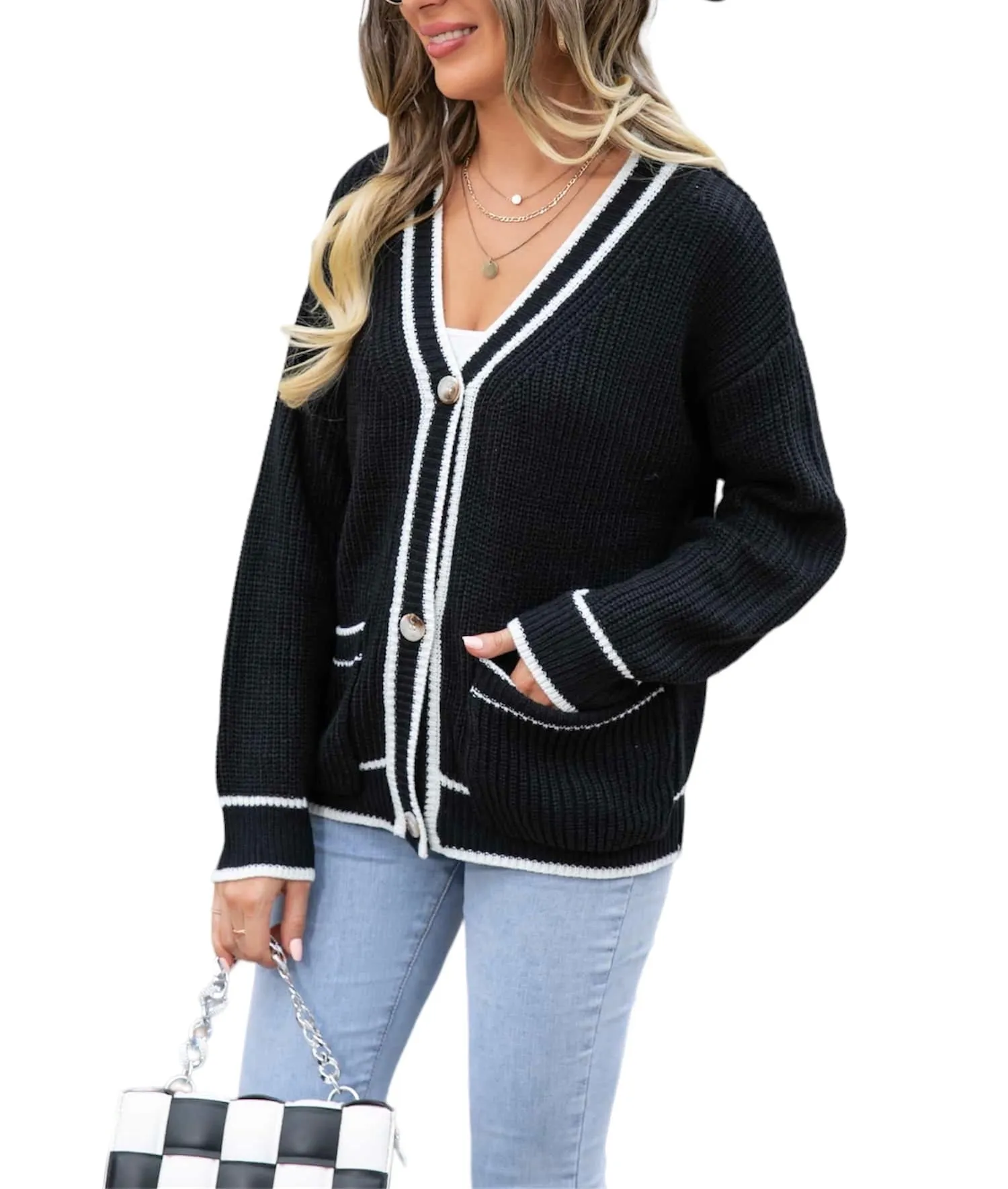 TimelessUtility Pocketed V-Neck Cardigan