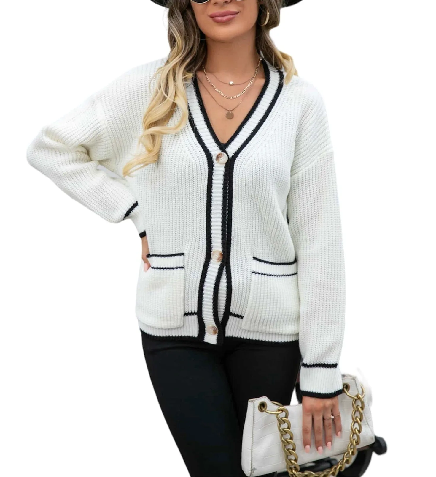 TimelessUtility Pocketed V-Neck Cardigan