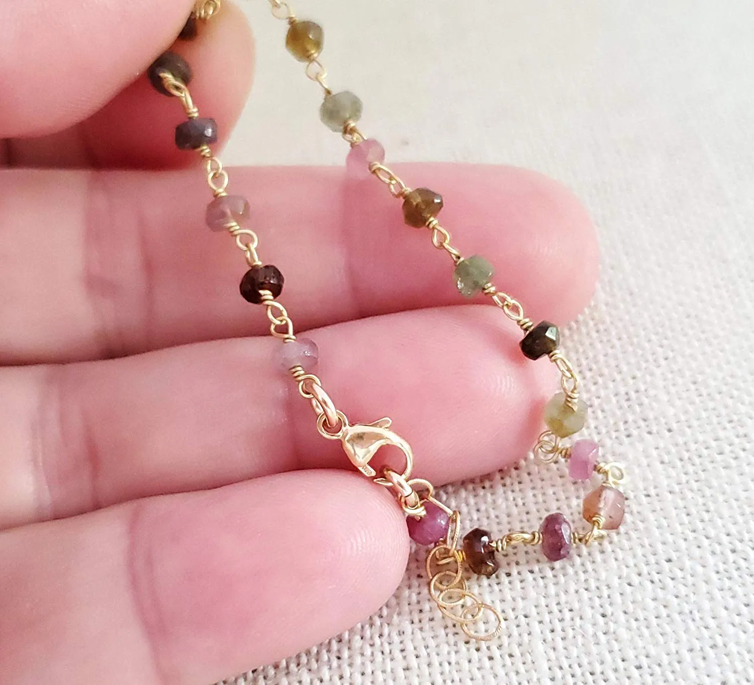 Tourmaline Gemstone 14k Gold Filled Bracelet