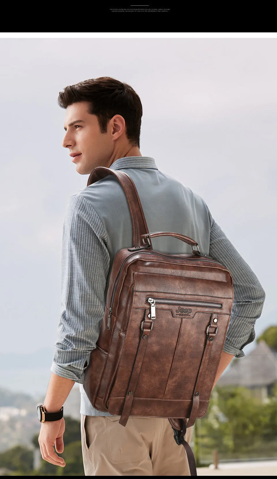Trend Leather Laptop Backpack For Men