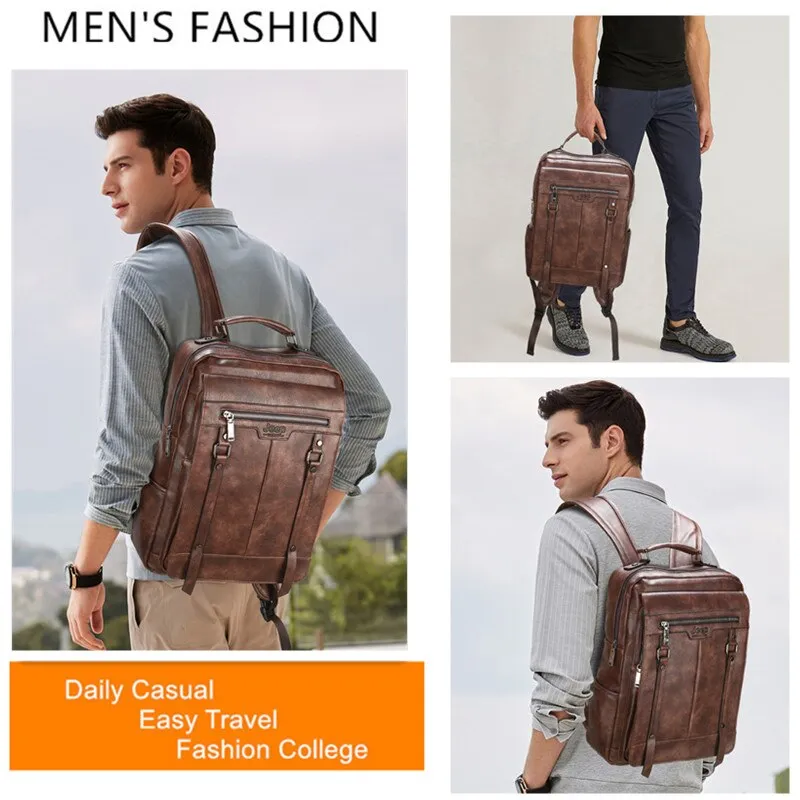 Trend Leather Laptop Backpack For Men