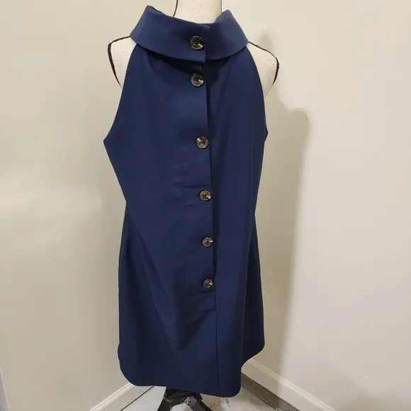 tuckernuck SAIL TO SABLE Hydra Dress Sleeveless Cowl Neck Nautical Blue XL