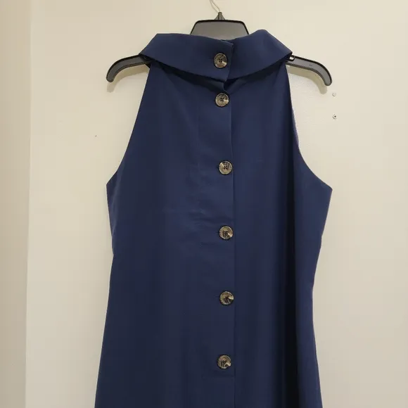 tuckernuck SAIL TO SABLE Hydra Dress Sleeveless Cowl Neck Nautical Blue XL