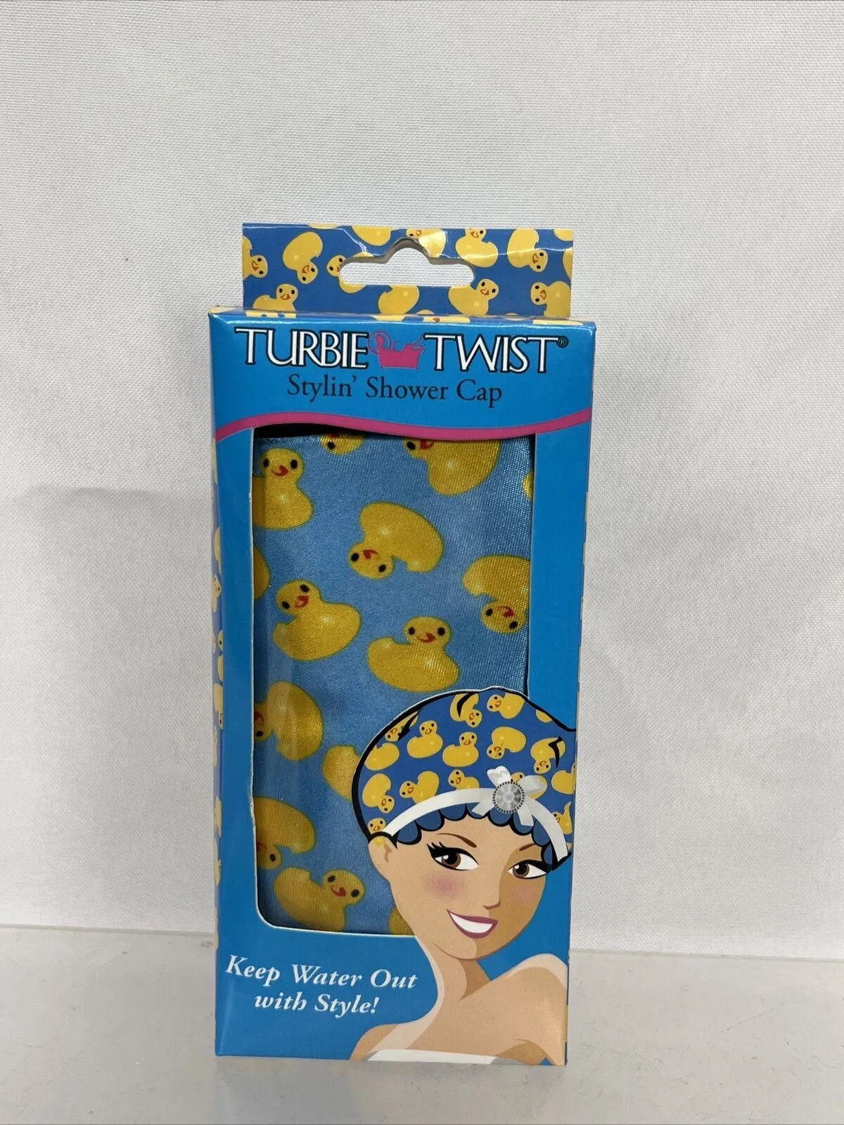 Turbie Twist Stylin Shower Cap Waterproof Secure Fit Reusable Rubber Ducky Print