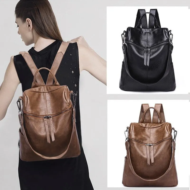 Two-way Feminine Casual Leather Bag
