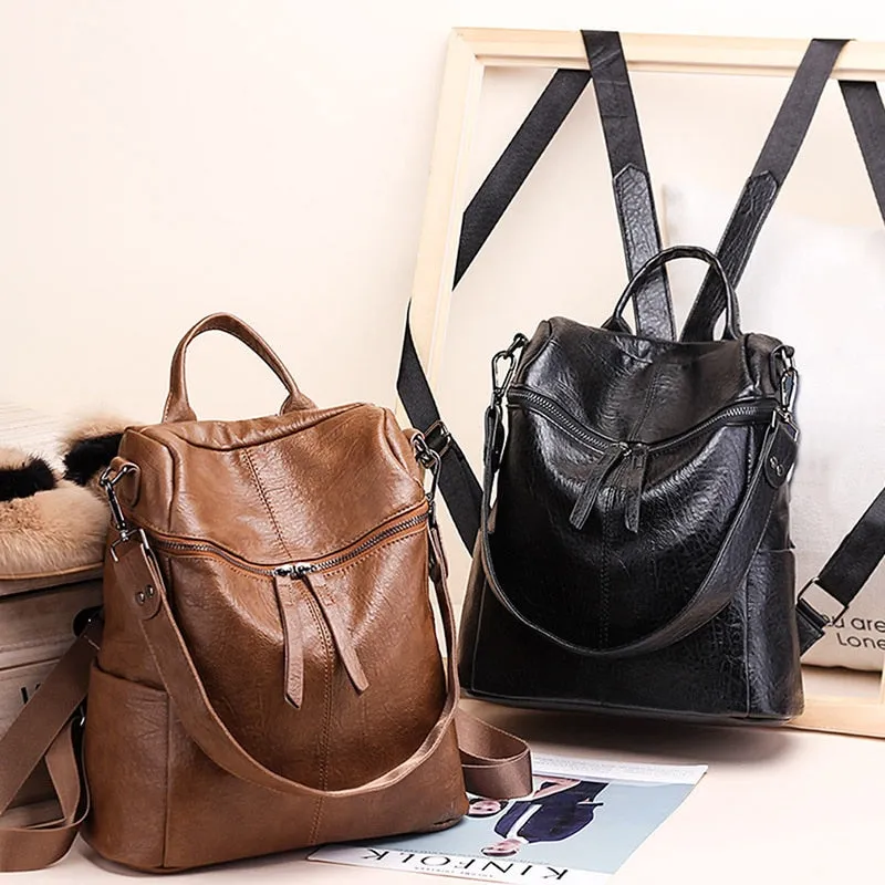 Two-way Feminine Casual Leather Bag