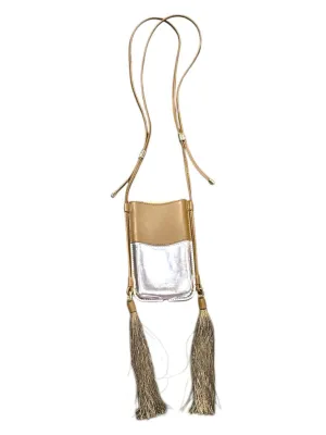 Ulla Johnson Fringe passport leather crossbody gold tan