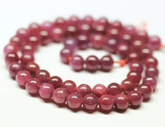 Untreated Natural Africa Red Ruby Smooth Round Gemstone Spacer Beads 7mm 15"